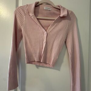 Vestique Pink Ribbed Cardigan